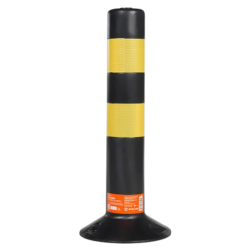 Столбик парковочный 480мм, 2 световозвр.полосы, анкерн.креп., пластик, черный