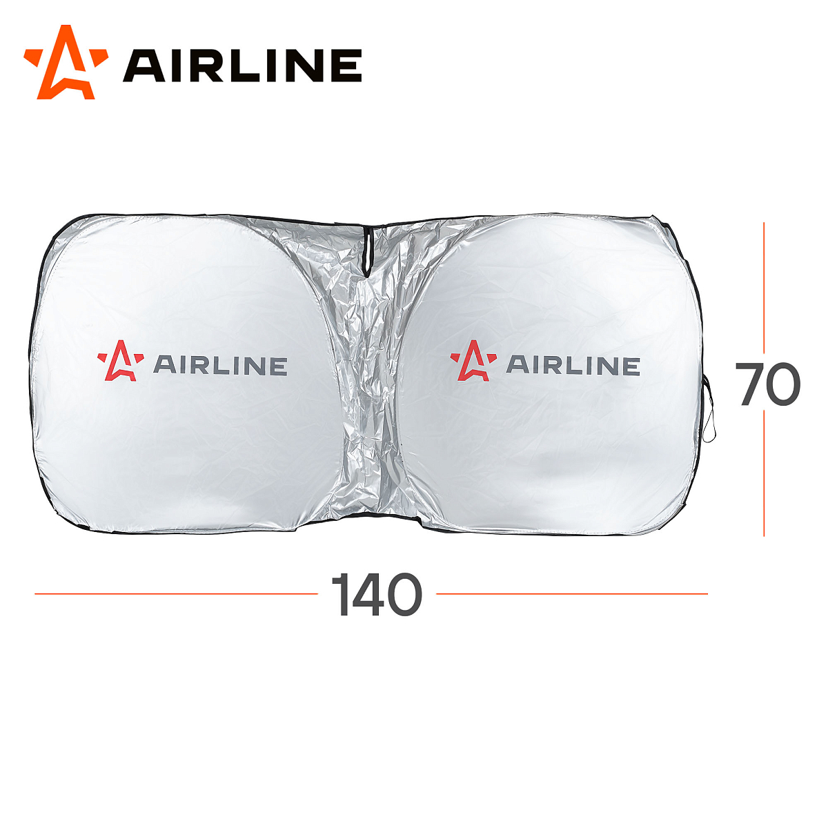 Шторка солнцезащит.(экран) 70*140см на лоб.стекло, складн.,c крепл.на зеркало, черн./сер.