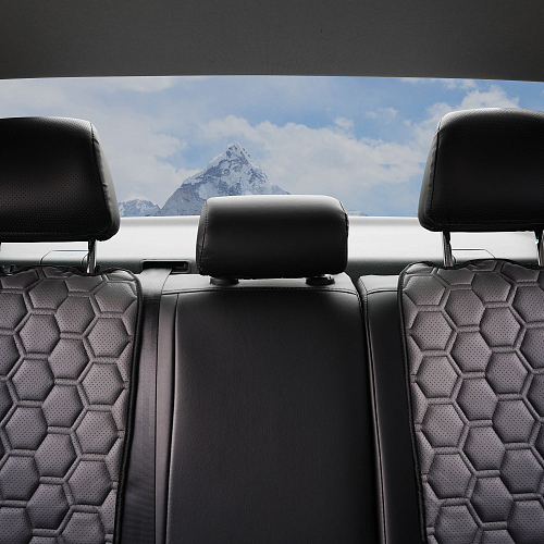 Накидка "Алькантара", задняя (3 предмета), экокожа с перфорацией, серая