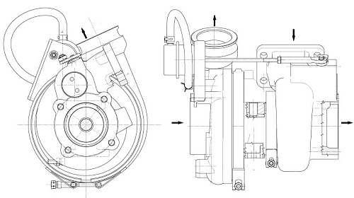 Турбокомпрессор для а/м МАЗ/УРАЛ/ЛиАЗ с дв. ЯМЗ-536 (Е-4,5) (тип B2G)