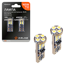 Лампа светодиодная W5W (T10) PRO, 6000K (Белый), 12/24В, 2.5Вт, 12LED, Биполярная, Обманка CAN bus, комплект 2 шт.