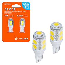Лампа светодиодная W5W (T10) STANDARD, 6000K (Белый), 24В, 1.2Вт, 9LED, Полярная, комплект 2 шт.