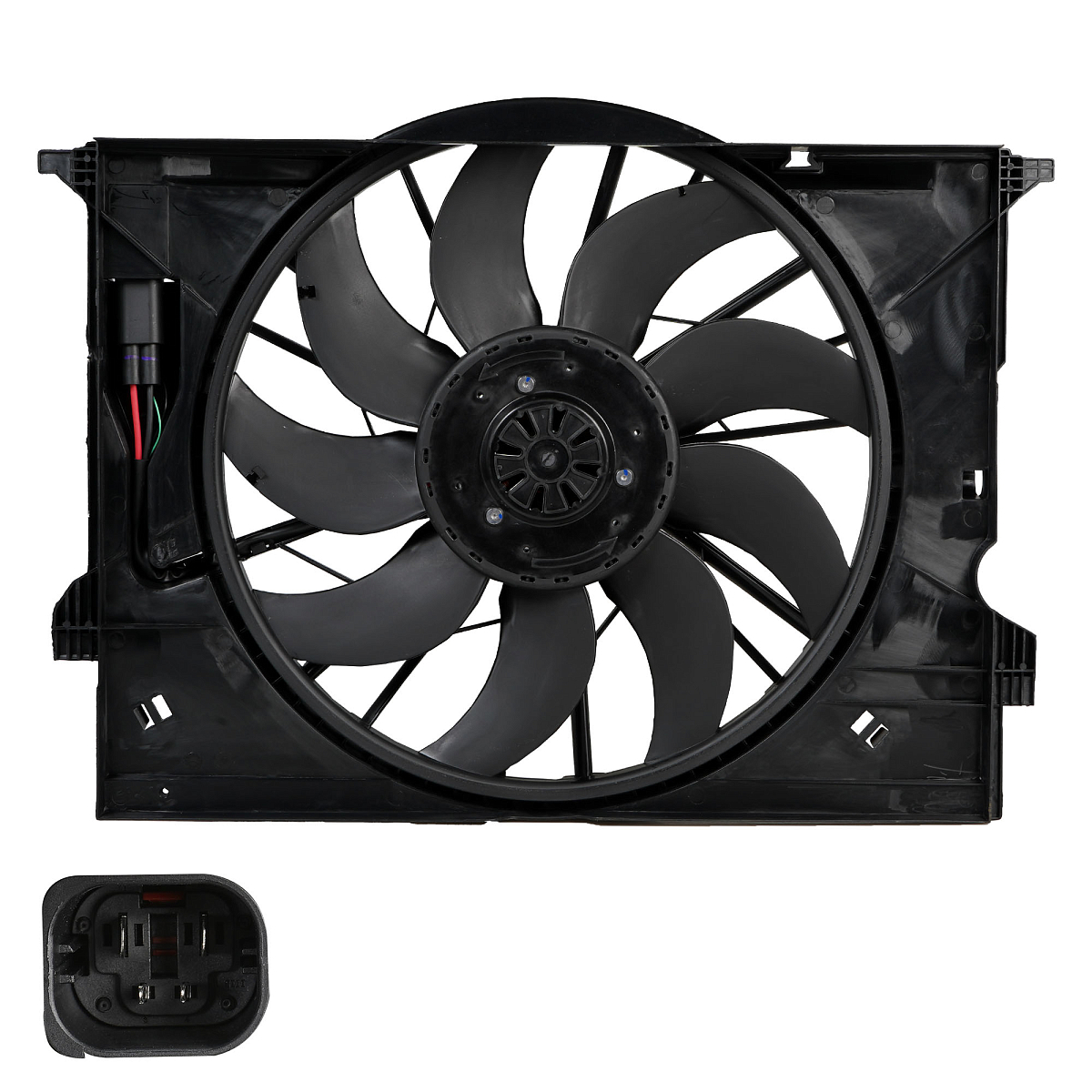 Электровентилятор охлаждения для автомобилей Mercedes-Benz E (W211) (02-) (с кожухом)