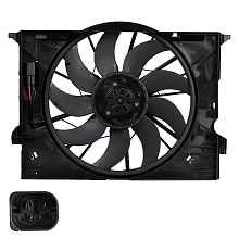 Электровентилятор охлаждения для автомобилей Mercedes-Benz E (W211) (02-) (с кожухом)