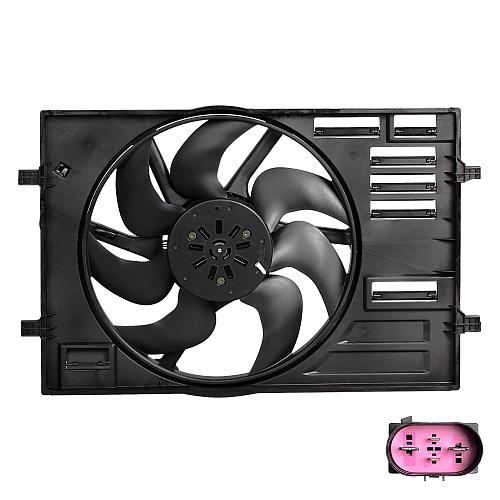 Электровентилятор охлаждения для автомобилей Skoda Octavia A7 (13-)/VW Tiguan II (16-) 1.8T/2.0T (с кожухом)