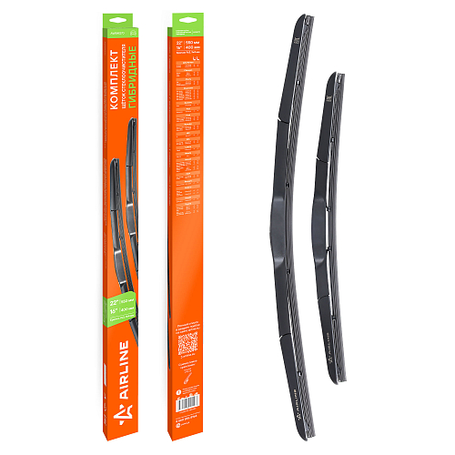 Щетки стеклооч комплект (2 штуки) 550/400мм (22"/16") гибридные с креплением "Крючок 9x3, 9x4 мм" (AWBM270)