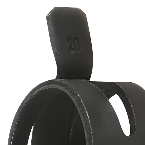 Хомут пружинный 20 (18,4-21,6/12мм), мин.19,3мм, самозажимной, хром-цинк(dacromet),черный