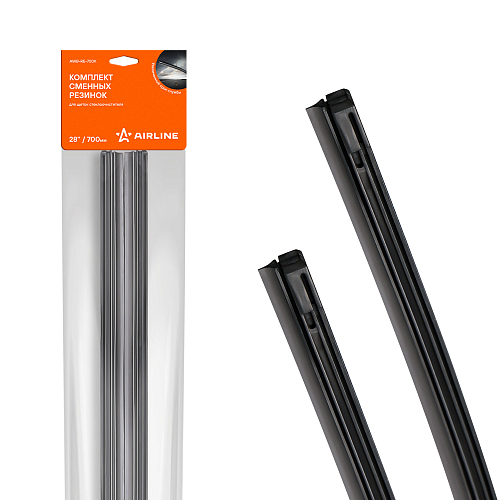 Резинки стеклоочистителя 700х6мм (28") 2 шт. в пакете с навершием
