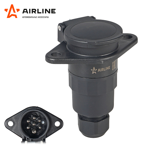 Розетка прицепа/тягача 24В тип-N 7 контактов пластик (гайка)