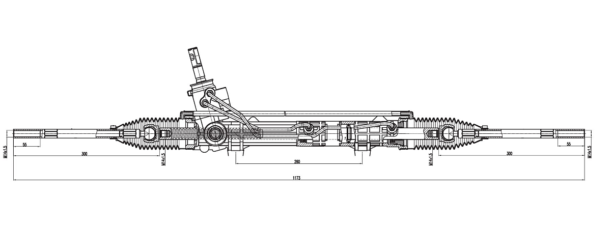 Механизм рулевой (рейка) для автомобиля Peugeot 206 (98-) (гидравлич.) (алюминиевый корпус)