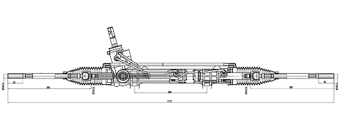 Механизм рулевой (рейка) для автомобиля Peugeot 206 (98-) (гидравлич.) (алюминиевый корпус)