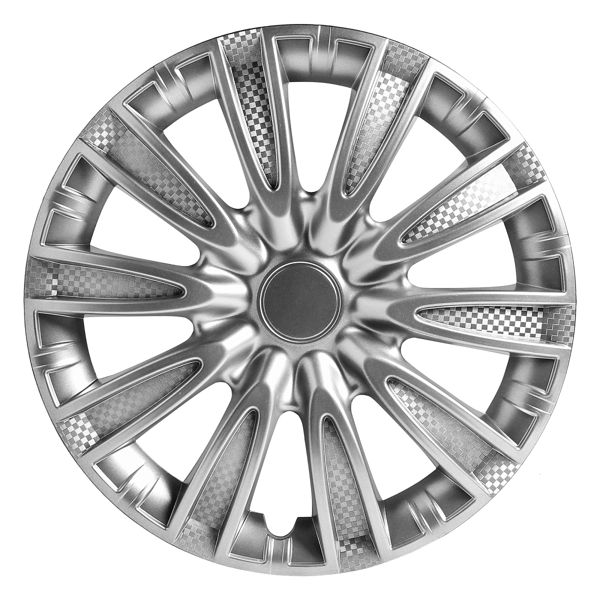 Колпаки колесные 15" "Торнадо", серебристый, карбон, компл. 2 шт.