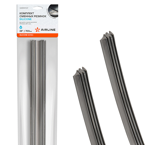 Резинки стеклоочистителя SILICONE 700х6мм (28") 2 шт. в пакете с навершием