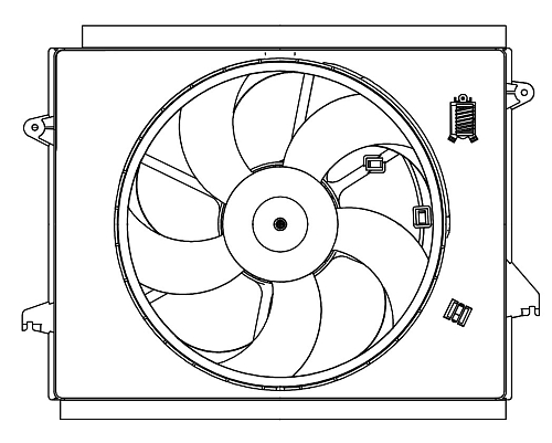 Электровентилятор охлаждения для автомобилей KIA Optima IV (15-) 2.0i/2.4i (с кожухом и резист.)