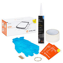 Клей-герметик для вклейки стёкол(набор:клей PU 310мл.,салф.очищ.,лезвие,скотч,струна,перчатки)