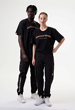 Брюки карго чёрные с принтом лого CR