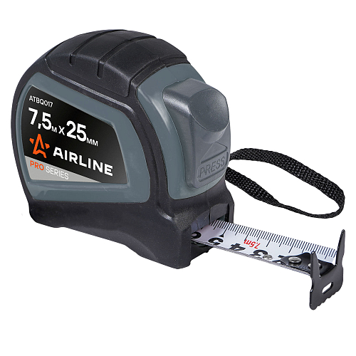 Рулетка в прорезиненном корпусе 7.5мх25мм PRO, автостоп, дв. зацеп, дв. шкала