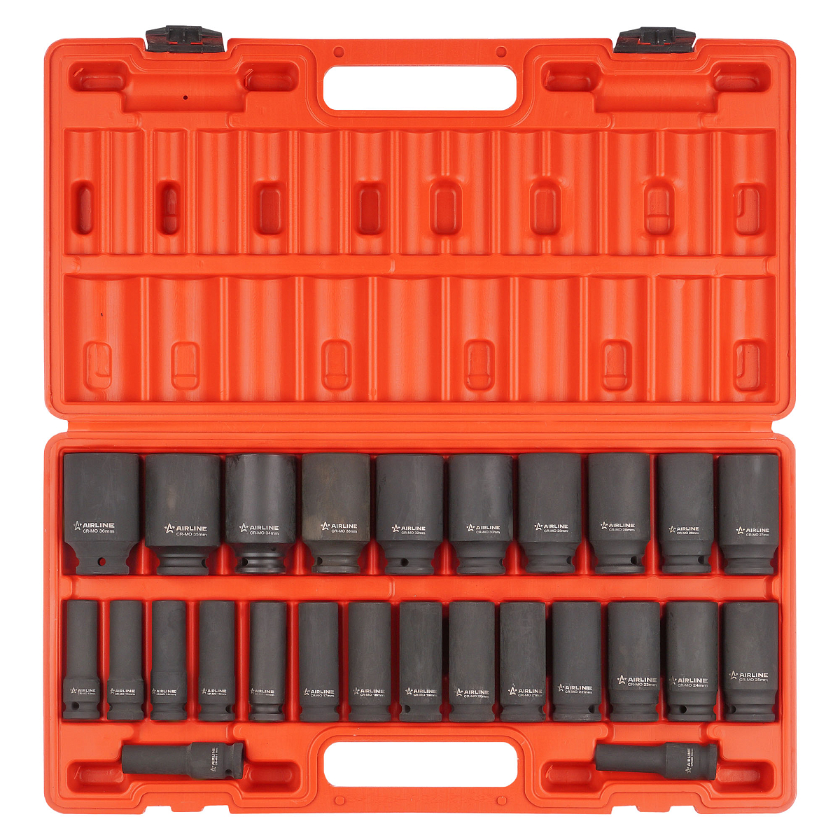 Набор головок ударных 1/2"DR L=78мм, 26пр. (10-36мм) пласт.кейс.