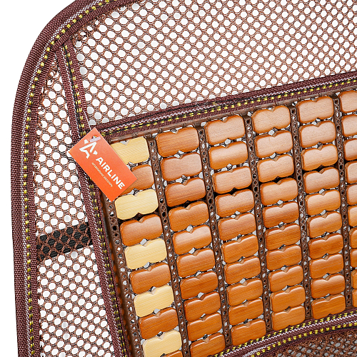 Накидка деревянная на перед. сиденье с поддержкой спины, массажная, цвет желт./коричн.