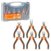 Набор ШГИ мини 6пр. (бокорезы, длинногубцы 2шт, круглогубцы 120мм, пассатижи 120мм, кусачки 105мм) пласт.кейс