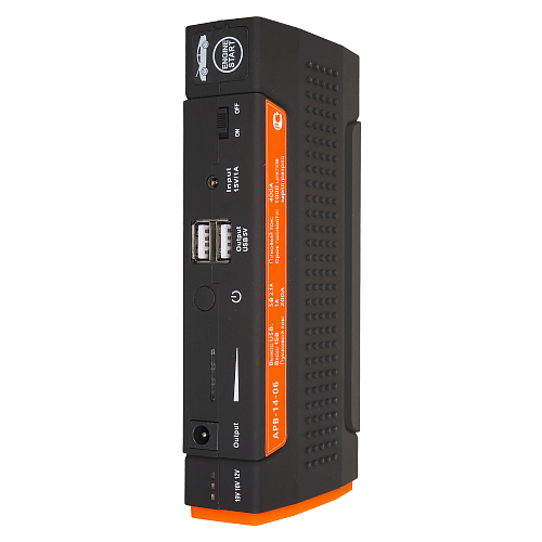 Аккумулятор пусковой (Booster) 13800мАч, 400А, 12.4V, пуск ДВС 2.0d, USB 5V/2A, 12/16/19V, кейс (APB-14-06)