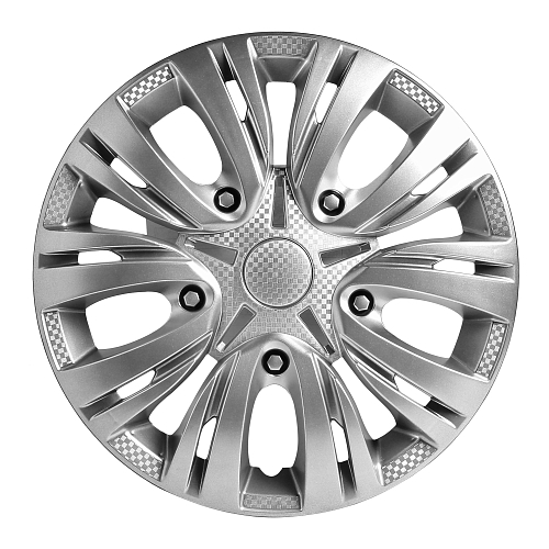 Колпаки колесные 13" "Лион", серебристый, карбон, компл. 2 шт.