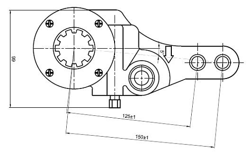 Рычаг тормоза регулировочный механический (трещотка) для автомобилей МАЗ задний правый / средний левый (эвольвентный шлиц)
