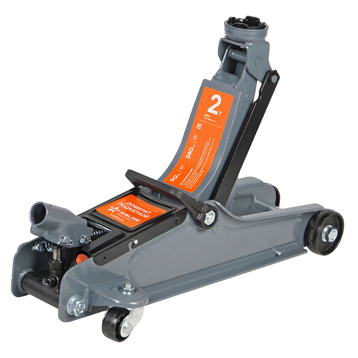 Домкрат подкатной 2т 90-340мм, низкопрофильный, кейс МП-серия