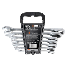 Набор ключей комбинированных трещоточных PRO 7пр. с переключателем (8-19мм) холдер