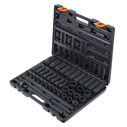 Набор головок ударных 1/2"DR L=78мм и L=38мм, 43пр. (9-30мм) пласт.кейс