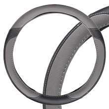 Оплетка на руль, искусственная кожа с перфорацией, серая/черная, 38 см / M
