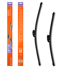 Щетки стеклоочистителя 530/450мм (21"/18") бескаркасные для а/м Renault Symbol (99-08), Toyota Hilux (95-09), Nissan Micra III (02-10), комплект, 1 тип адаптера
