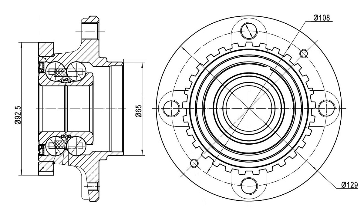 Ступица задняя в сборе с подшипником для автомобиля Peugeot Partner (96-)/Citroen Berlingo (96-)