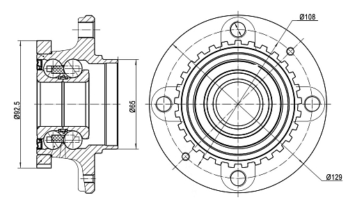 Ступица задняя в сборе с подшипником для автомобиля Peugeot Partner (96-)/Citroen Berlingo (96-)