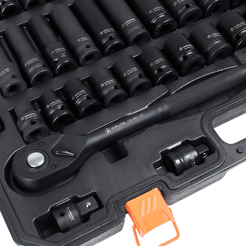 Набор головок ударных 1/2"DR 6гр. 65пр. универсальный (10-24мм, 3/8"-1-1/4") пласт.кейс.