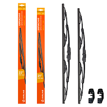 Щетки стеклооч комплект (2 штуки) 550/530мм (22"/21") каркасные с креплением "Крючок 9х3, 9х4 мм" (AWBJ007) МП-серия