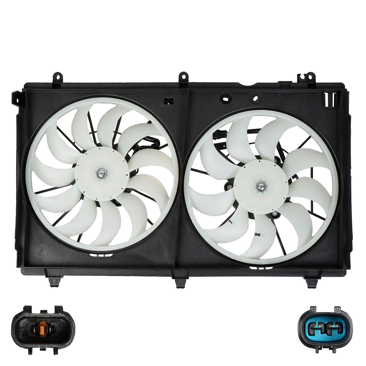 Электровентилятор охлаждения для автомобилей Mitsubishi Outlander XL (12-) 2.0i/2.4i (2 вент.) (c кожухом)