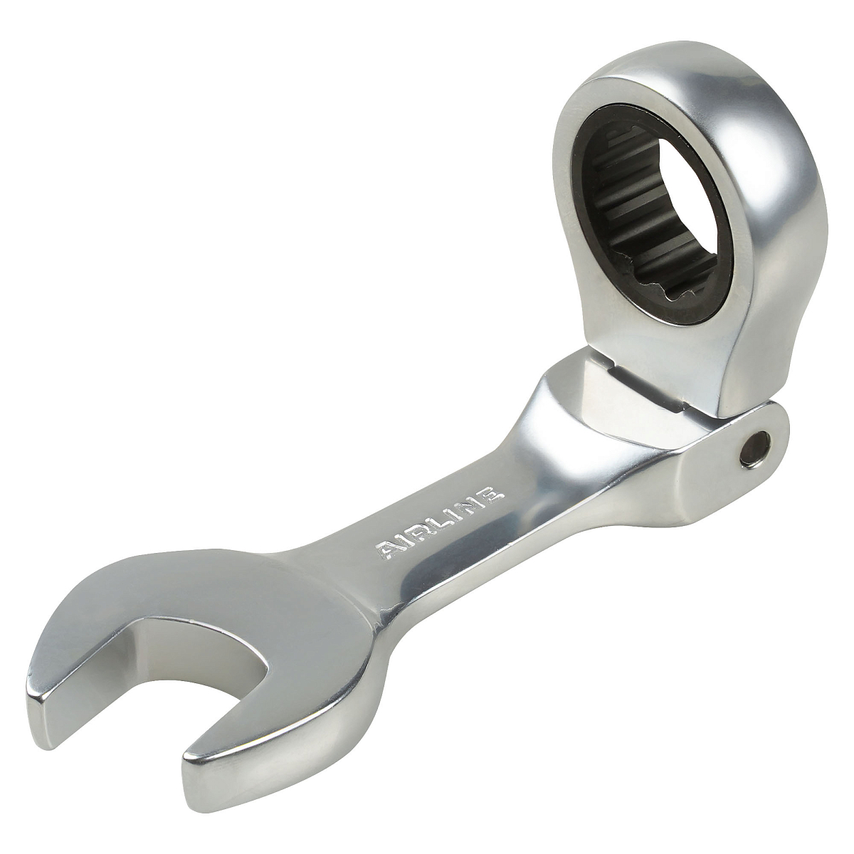 Ключ комбинированный трещоточный шарнирный короткий 17мм PRO, пласт.подвес