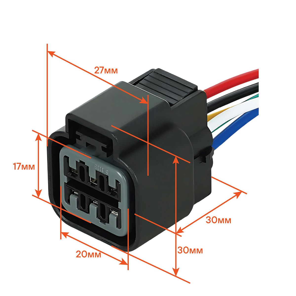Разъем 6 pin с проводами для блока фар Chevrolet, Daewoo, Geely, KIA, Hyundai