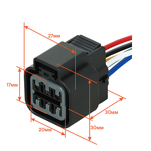Разъем 6 pin с проводами для блока фар Chevrolet, Daewoo, Geely, KIA, Hyundai