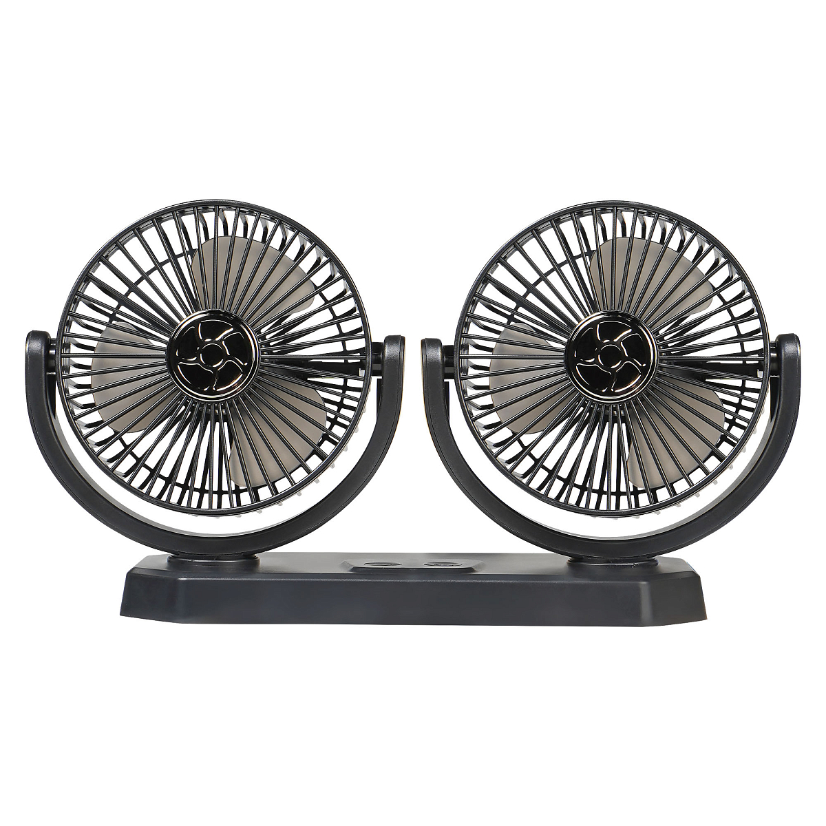 Вентилятор в салон двойной поворотный 360, 2x13см, 5В USB, раздельная регулировка, скотч