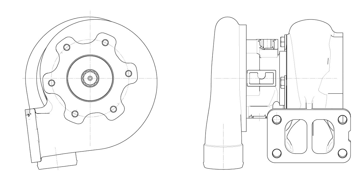 Турбокомпрессор для а/м КАМАЗ 740.60/61/62/63/65 E-3 левый (6 шп.) (тип S2B)