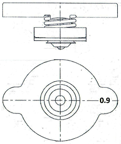Крышка (пробка) радиатора для автомобилей Hyundai/Kia/Nissan/Mazda/Toyota/Honda 0.9 bar (большой клапан)