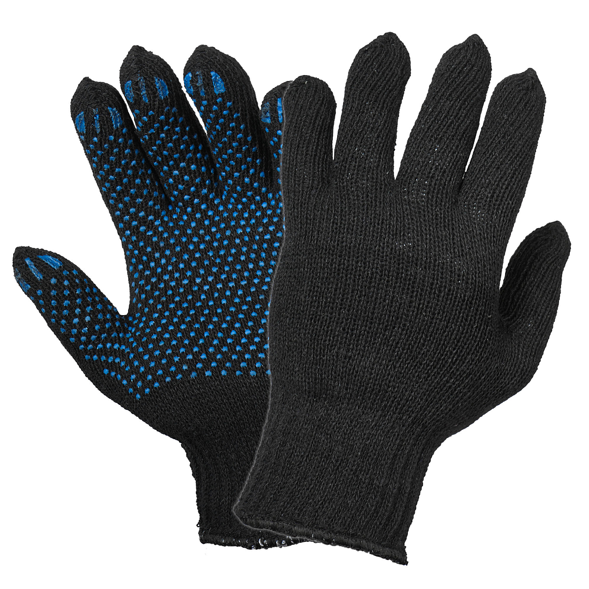 Перчатки трикотажные ХБ с ПВХ покрытием, двойн., черные, (1 пара) 7,5 класс/125г., мод.602