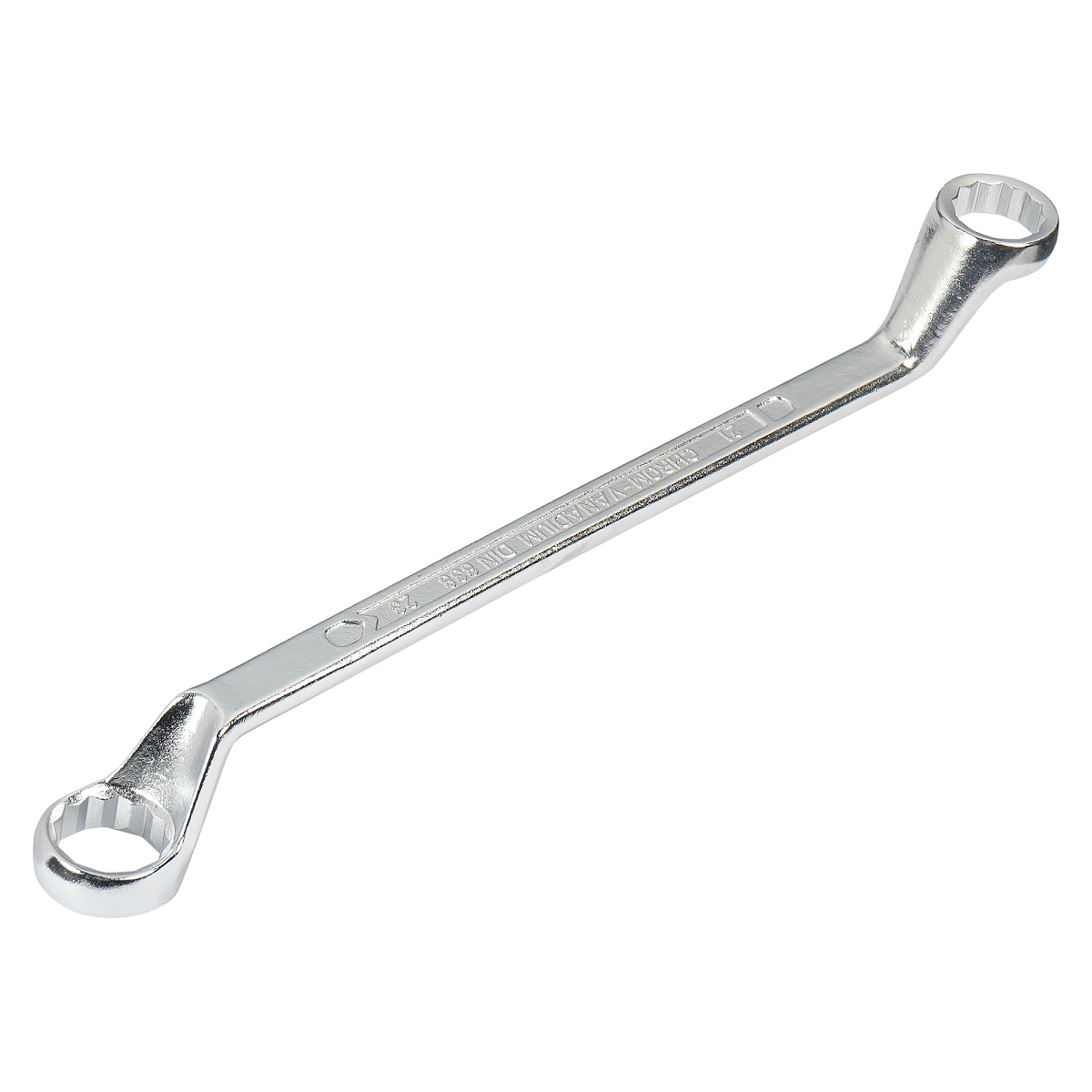 Ключ накидной с изгибом 21х23мм, пласт.подвес