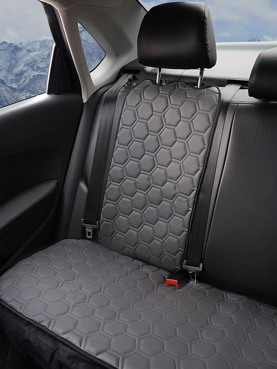 Накидка "Алькантара", задняя (3 предмета), экокожа с перфорацией, серая