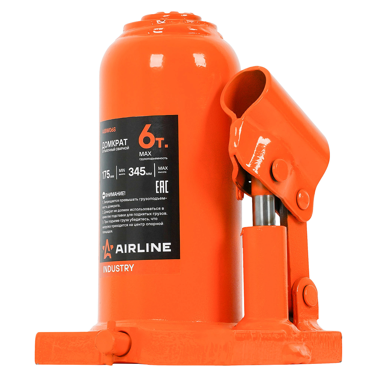 Домкрат бутылочный сварной 6т 175-345мм INDUSTRY