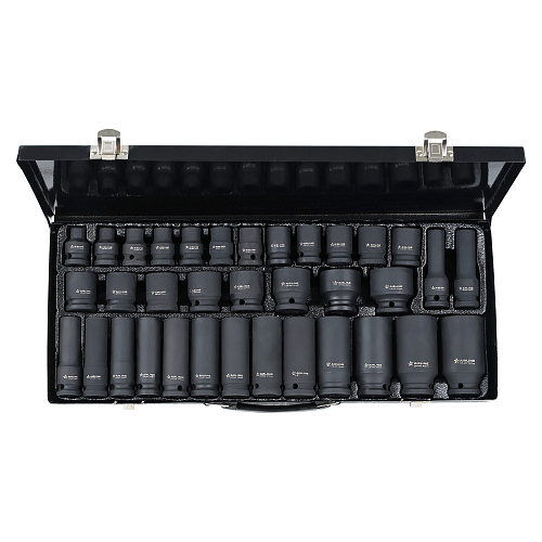 Набор головок ударных 1/2"DR L=78мм и L=38мм, 35пр. (8-32мм) металл.кейс