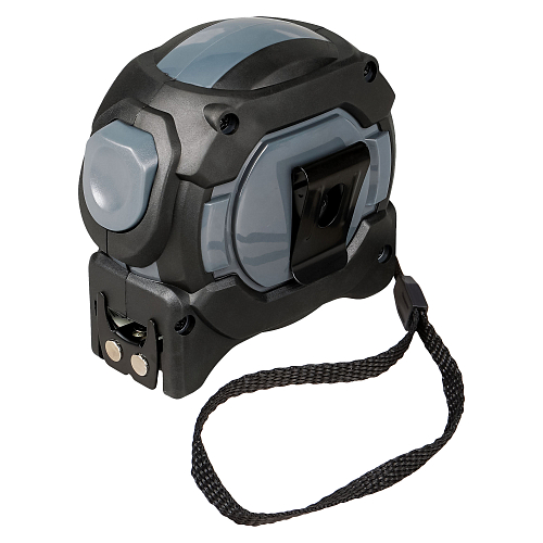 Рулетка в прорезиненном корпусе 7.5мх25мм PRO, автостоп дв.магнит.зацеп,нейлон двуст.шкала