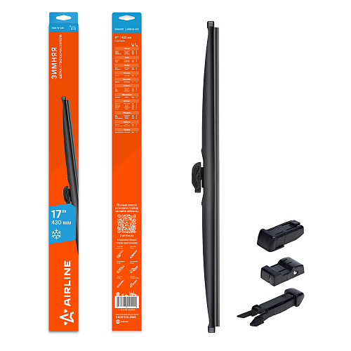 Щетка стеклоочистителя зимняя 430мм (17") 5 адаптеров